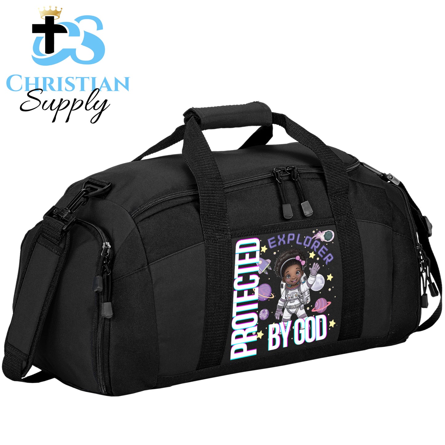 Kids Christian Girl Astronaut Explorer Duffel Bag