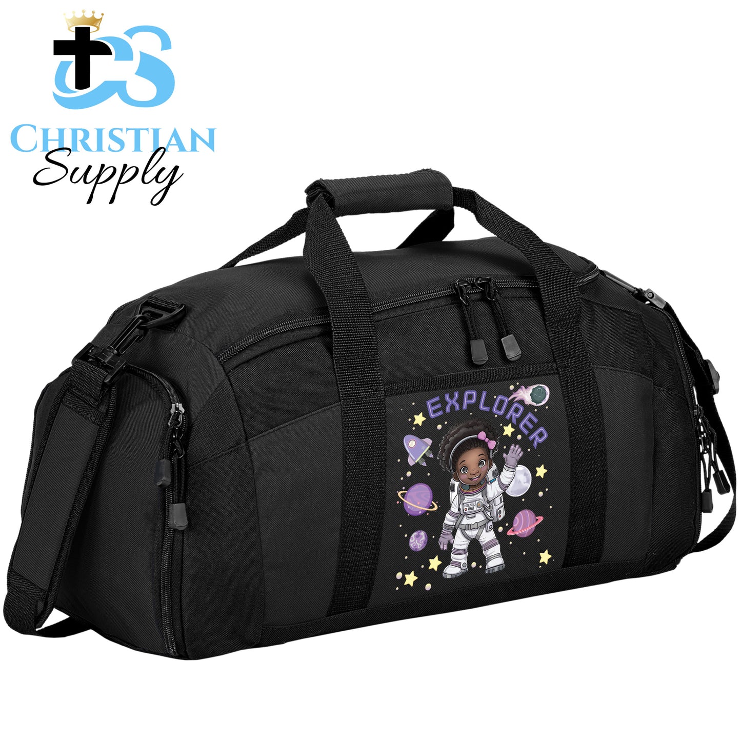 Kids Christian Girl Astronaut Explorer Duffel Bag