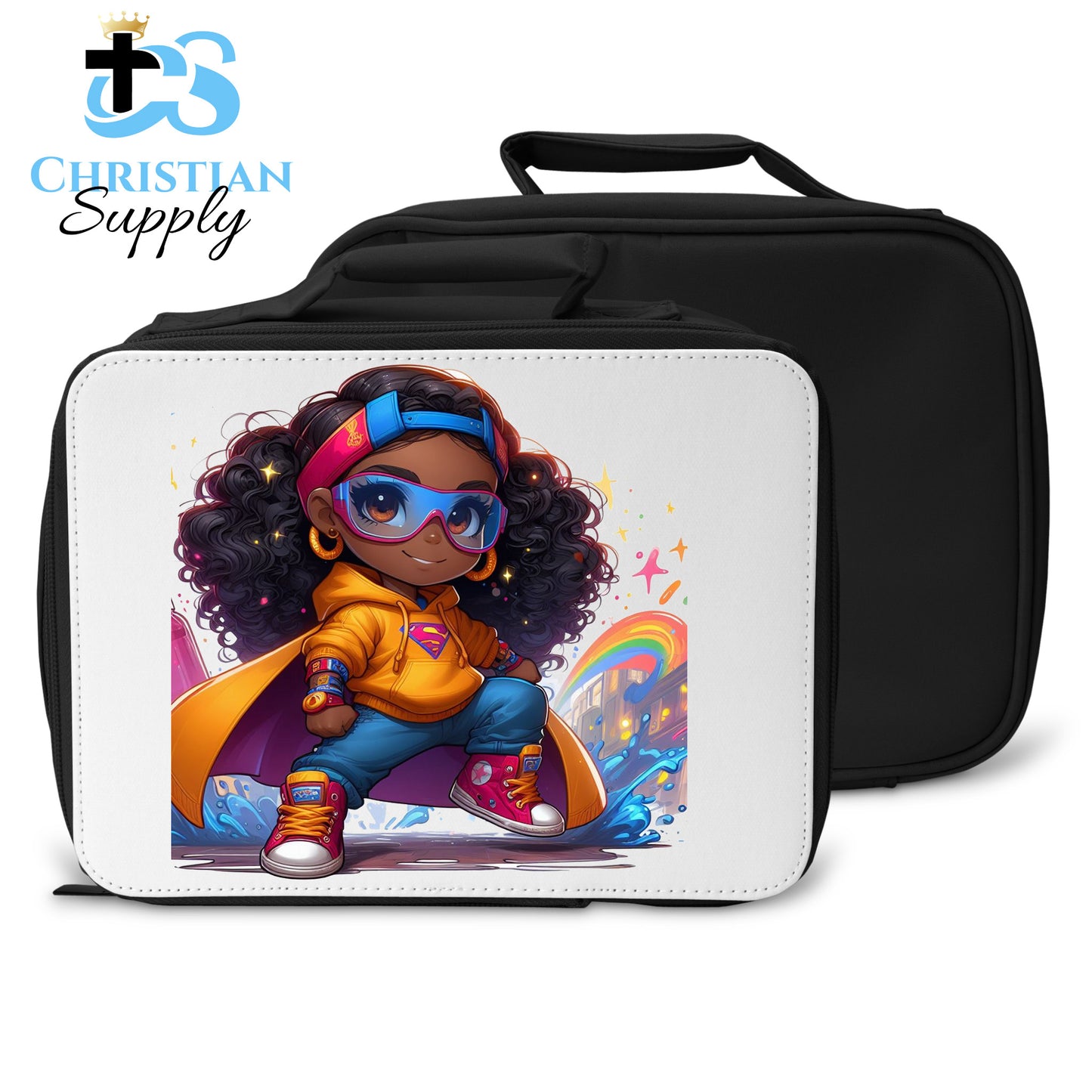 Kids Artist Christian Superhero Girl Lunch Bag