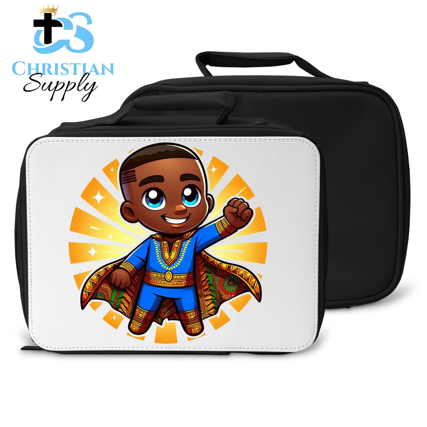 Kids Christian Super Boy Blue Outfit Lunch Bag