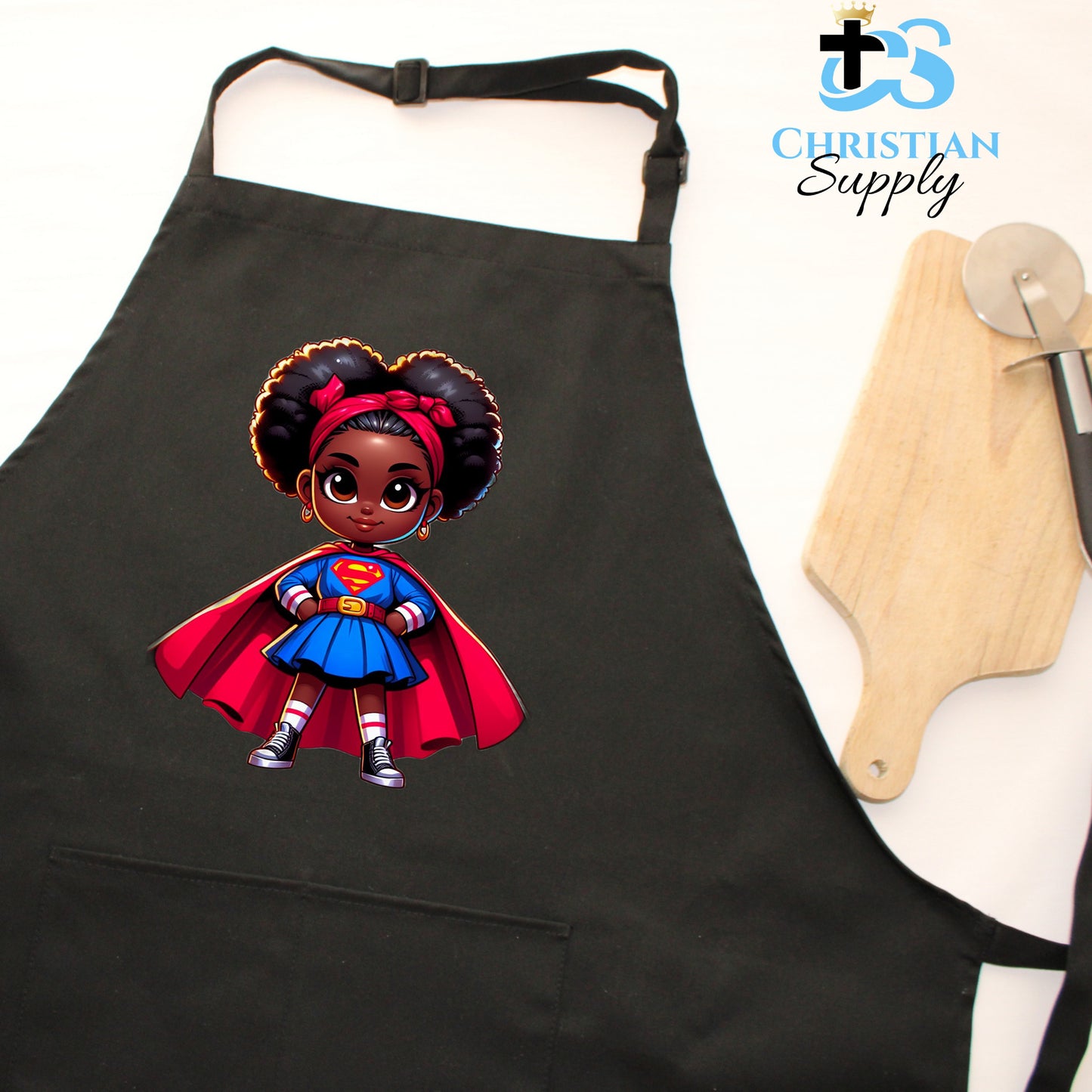 Kids Christian Super Girl Red Outfit Apron