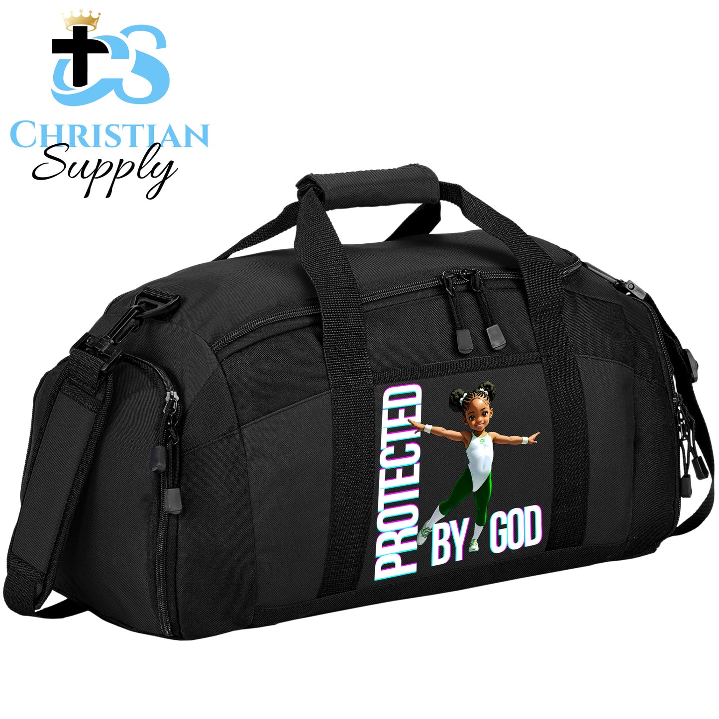 Kids Gymnastics Christian Green Outfit Duffel Bag