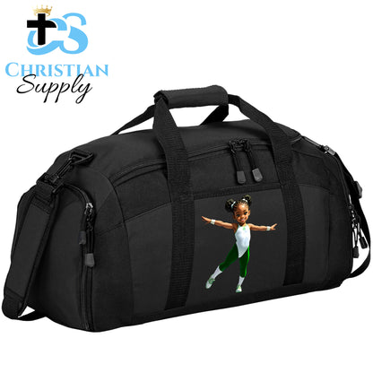 Kids Gymnastics Christian Green Outfit Duffel Bag