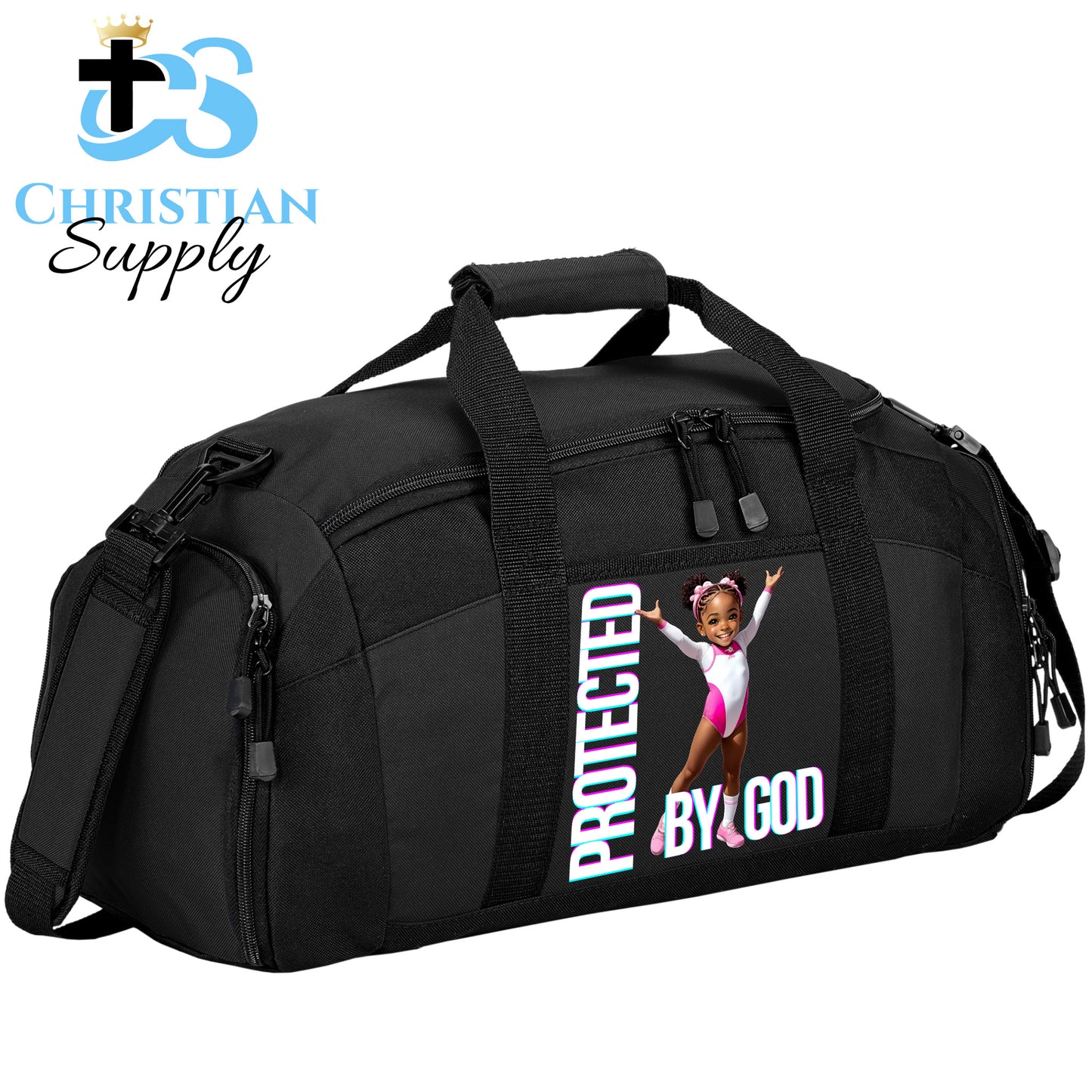 Kids Gymnastics Christian Pink Outfit Duffel Bag