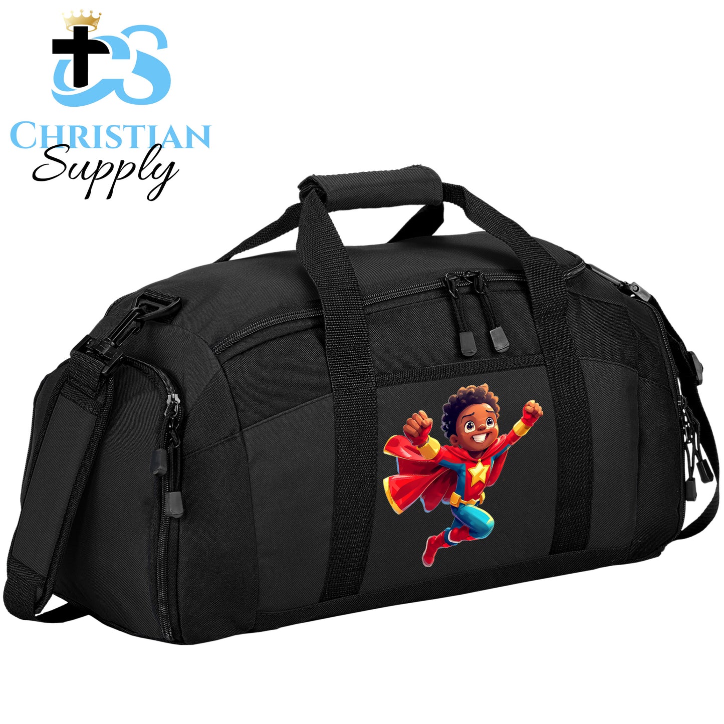 Kids Christian Star Super Boy Red Outfit Duffel Bag