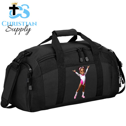 Kids Gymnastics Christian Pink Outfit Duffel Bag