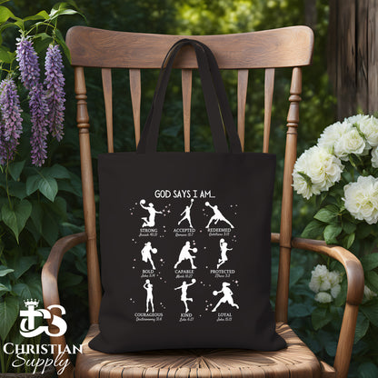 Kids God Says I Am Basketball Tote Bag