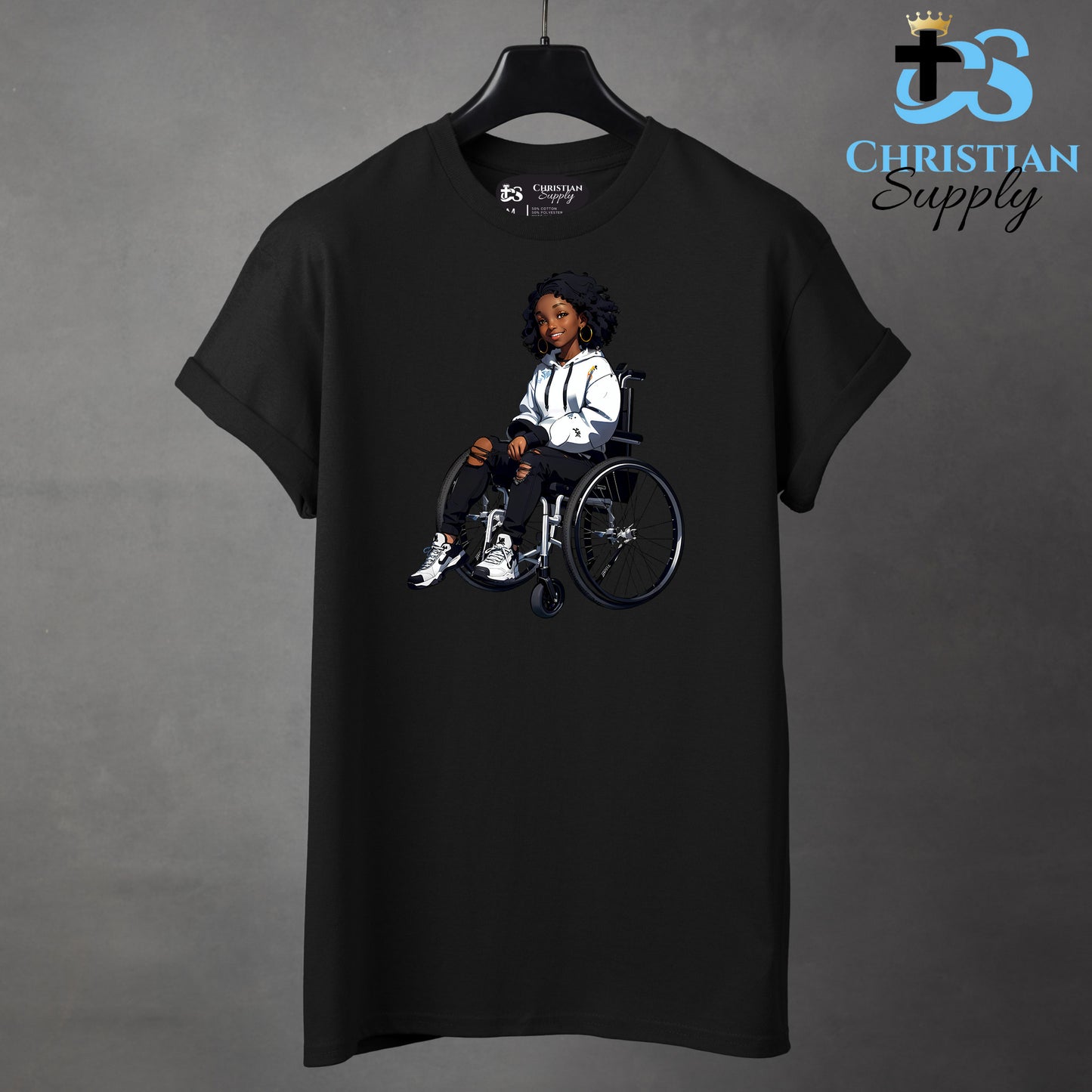 Kids Christian Girl in Wheelchair 4 Apparel