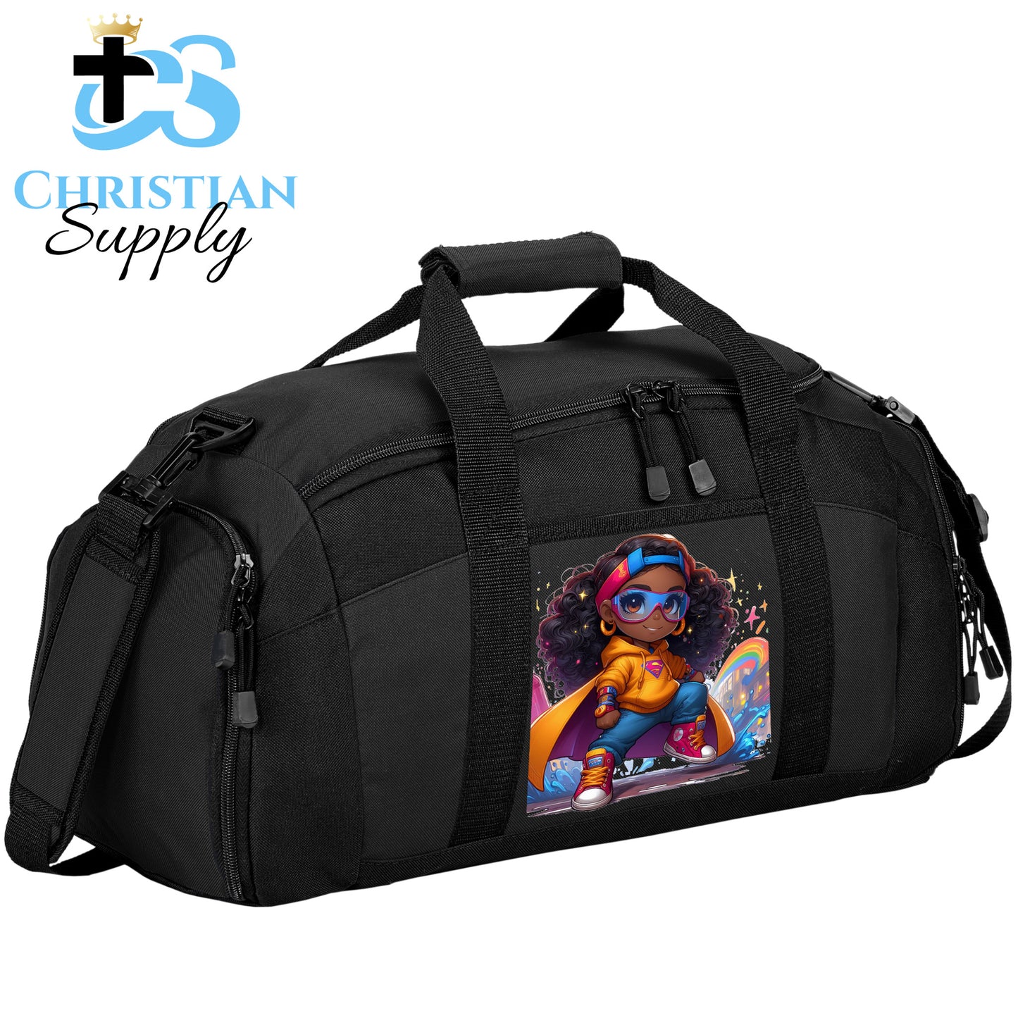 Kids Artist Christian Superhero Girl Duffel Bag