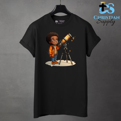 Kids Christian Boy with Telescope Science Apparel