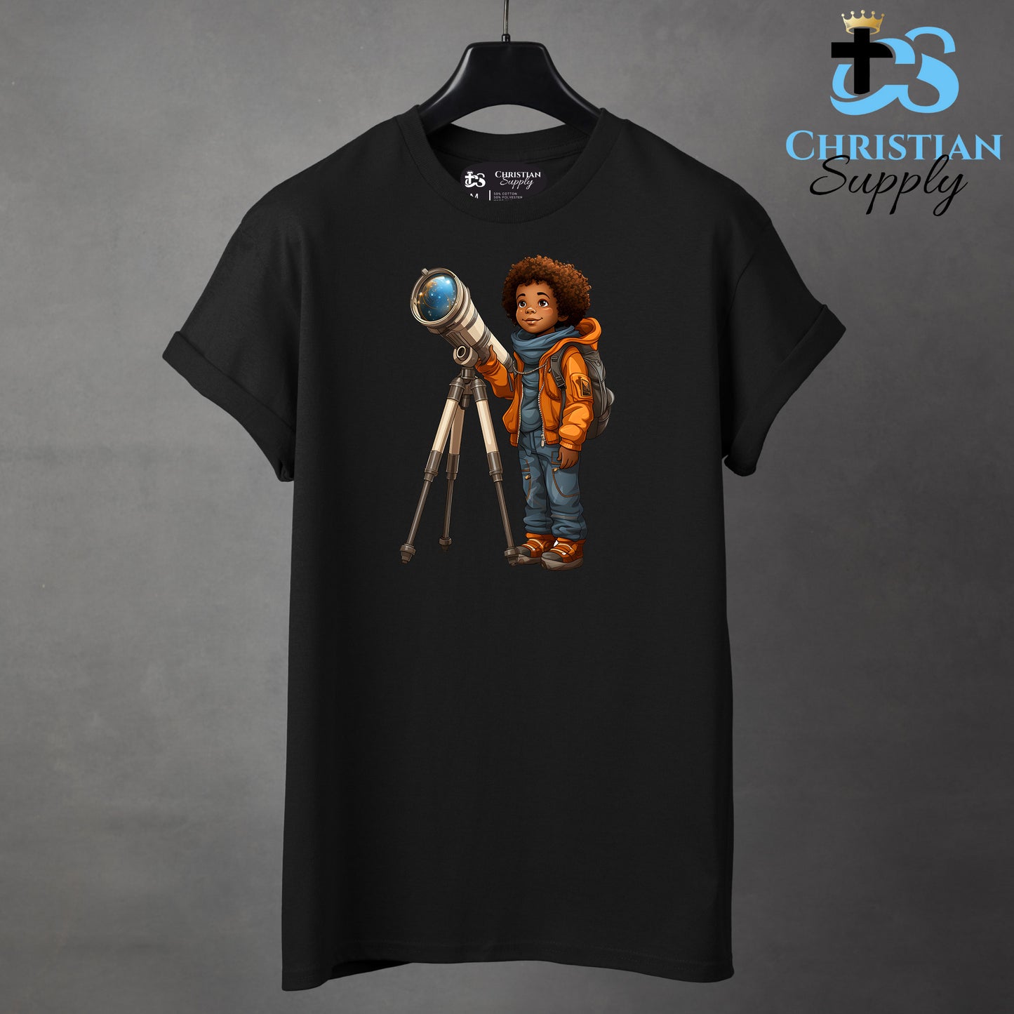 Kids Christian Boy with Telescope Science 2 Apparel