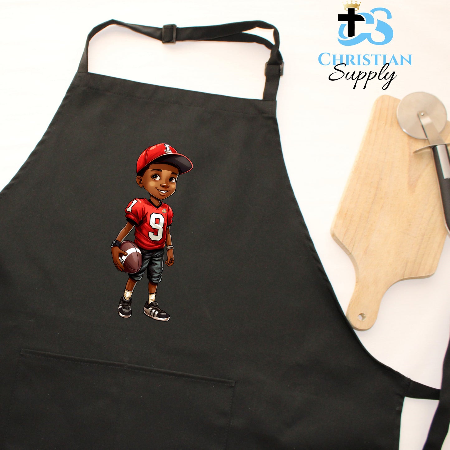 Kids Christian Football Red Jersey 3 Apron