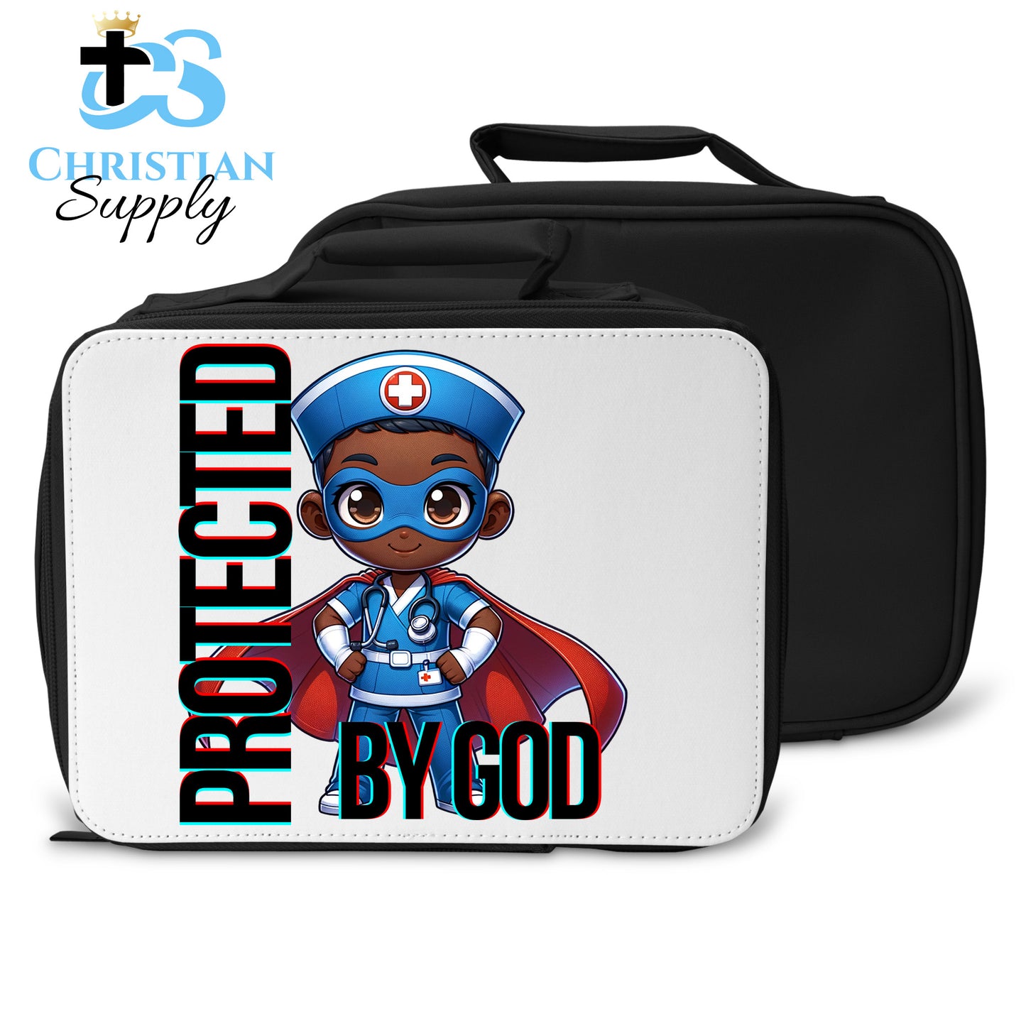 Kids Nurse Medical Christian Superhero Boy Blue Outfit Lunch Bag