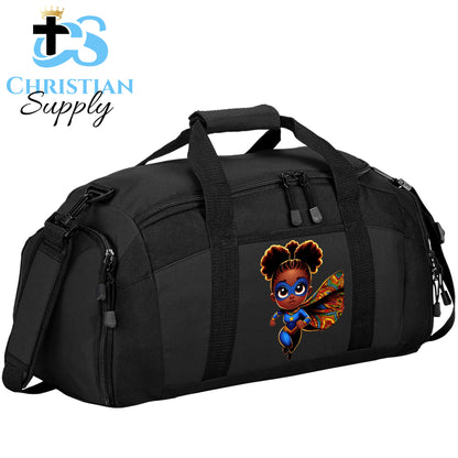 Kids Christian Super Girl Blue Outfit Duffel Bag