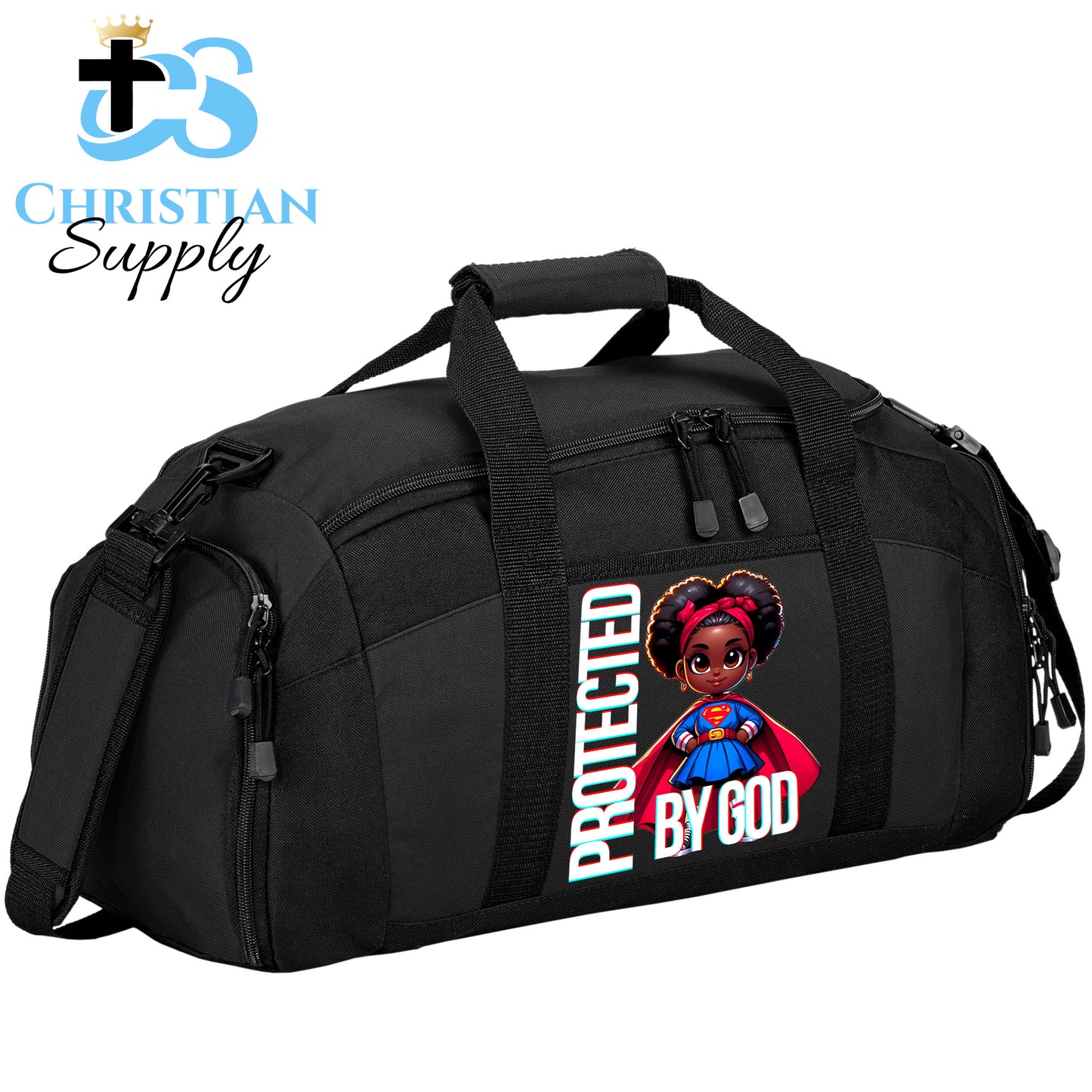 Kids Christian Super Girl Red Outfit Duffel Bag