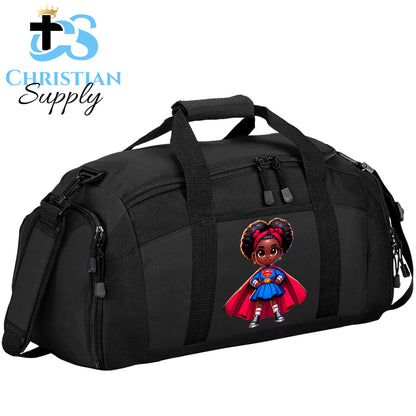 Kids Christian Super Girl Red Outfit Duffel Bag