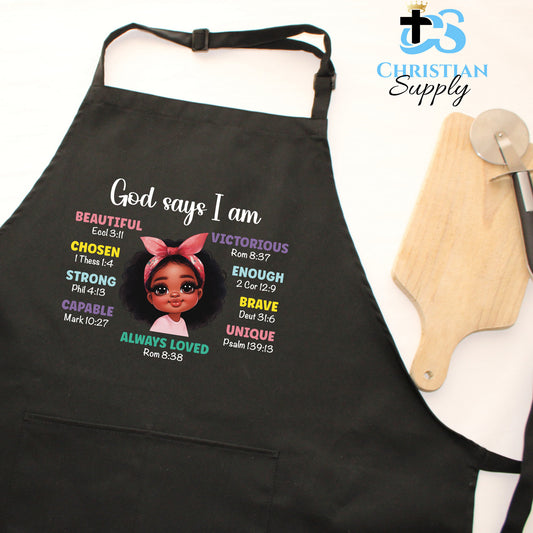 Kids Christian Girl God Says I Am Apron