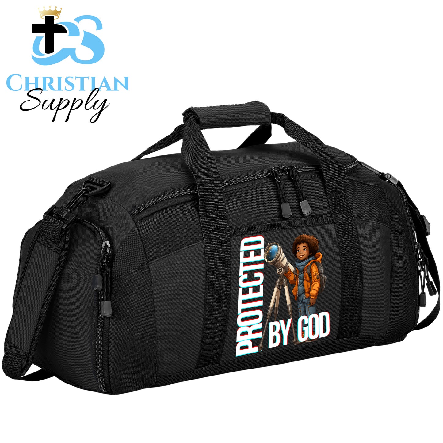 Kids Christian Boy with Telescope Science 2 Duffel Bag