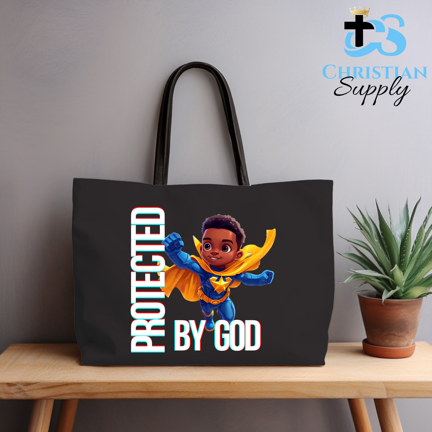 Kids Christian Star Super Boy Blue Outfit 3 Tote Bag