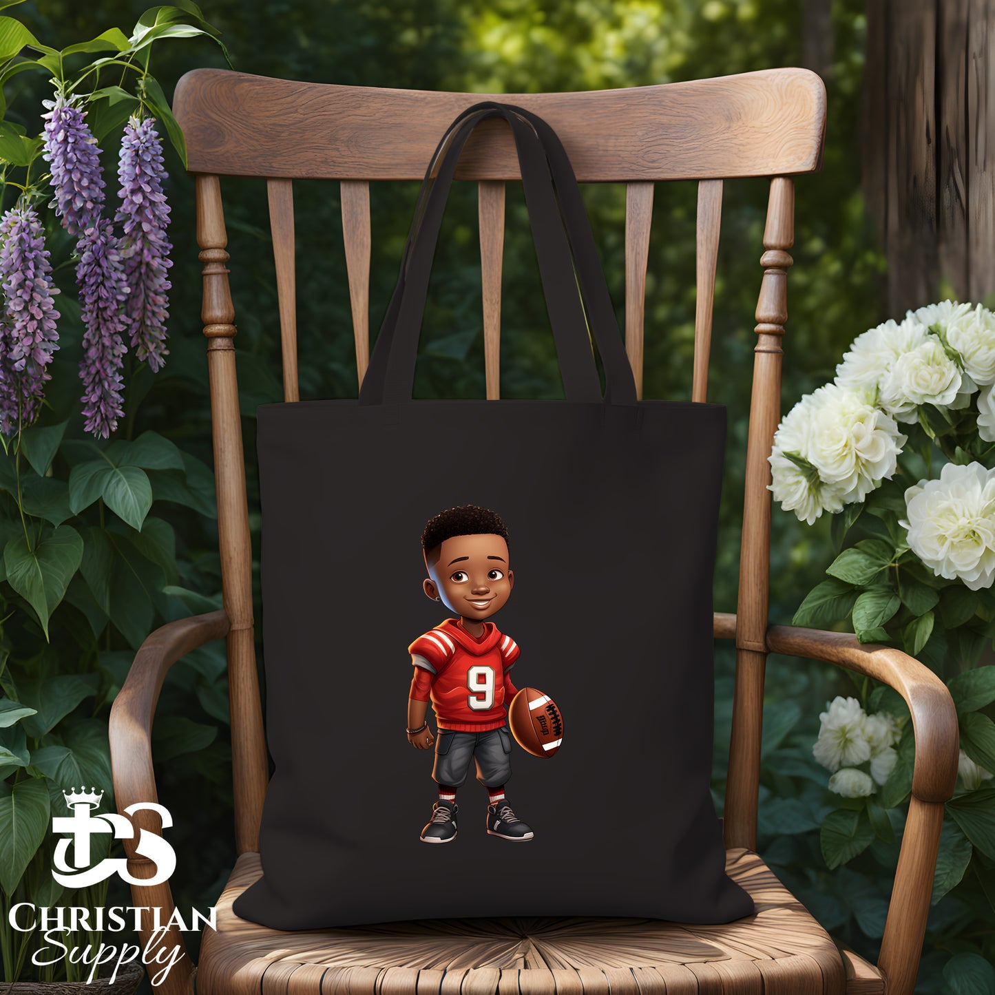 Kids Christian Football Red Jersey 1 Tote Bag