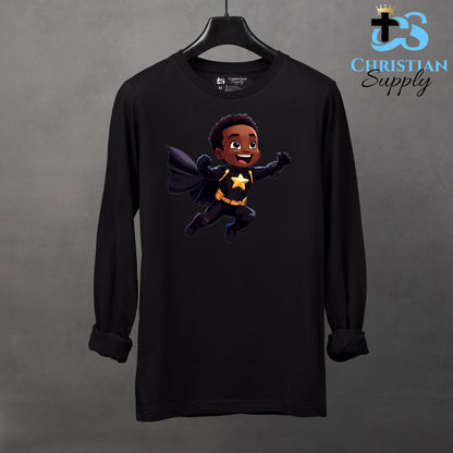 Kids Christian Star Super Boy Black Outfit Apparel