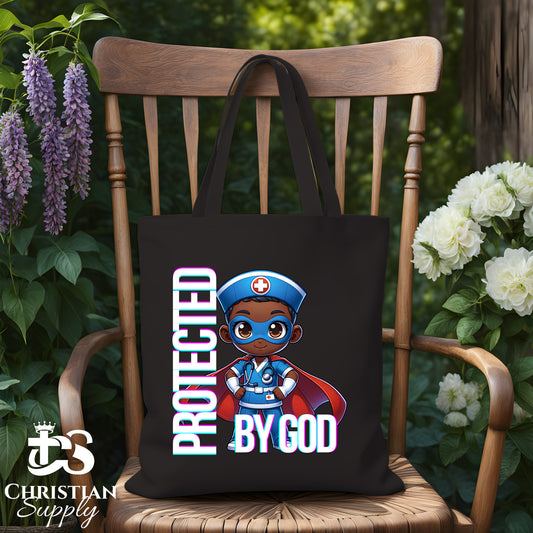 Kids Nurse Medical Christian Superhero Boy Blue Outfit Tote Bag