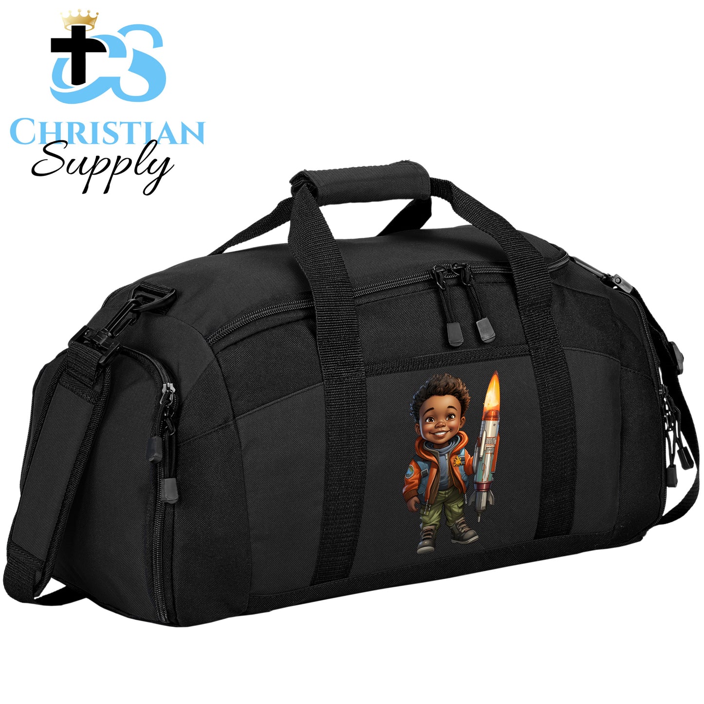 Kids Christian Boy with Rocket Science 2 Duffel Bag