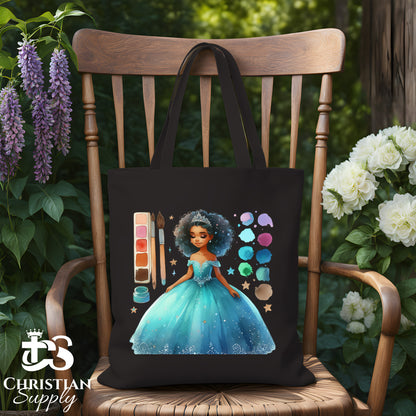 Kids Christian Princess Blue Makeup Artist Tote Bag