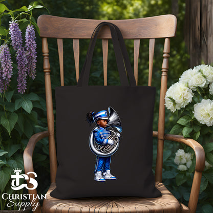 Kids Christian Marching Band French Horn Tote Bag