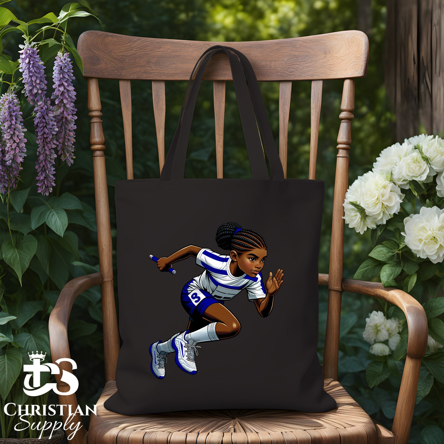 Kids Christian Track and Field Runner Baton Tote Bag