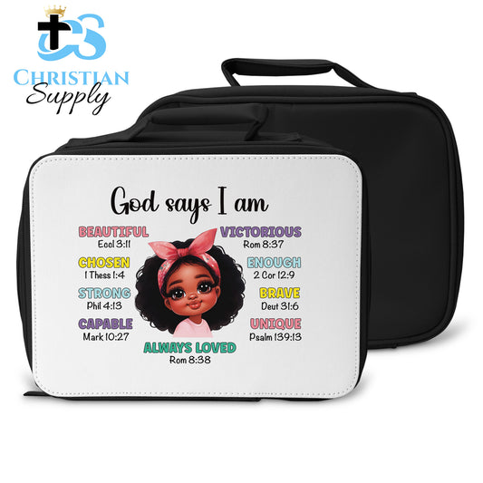 Kids Christian Girl God Says I Am Lunch Bag