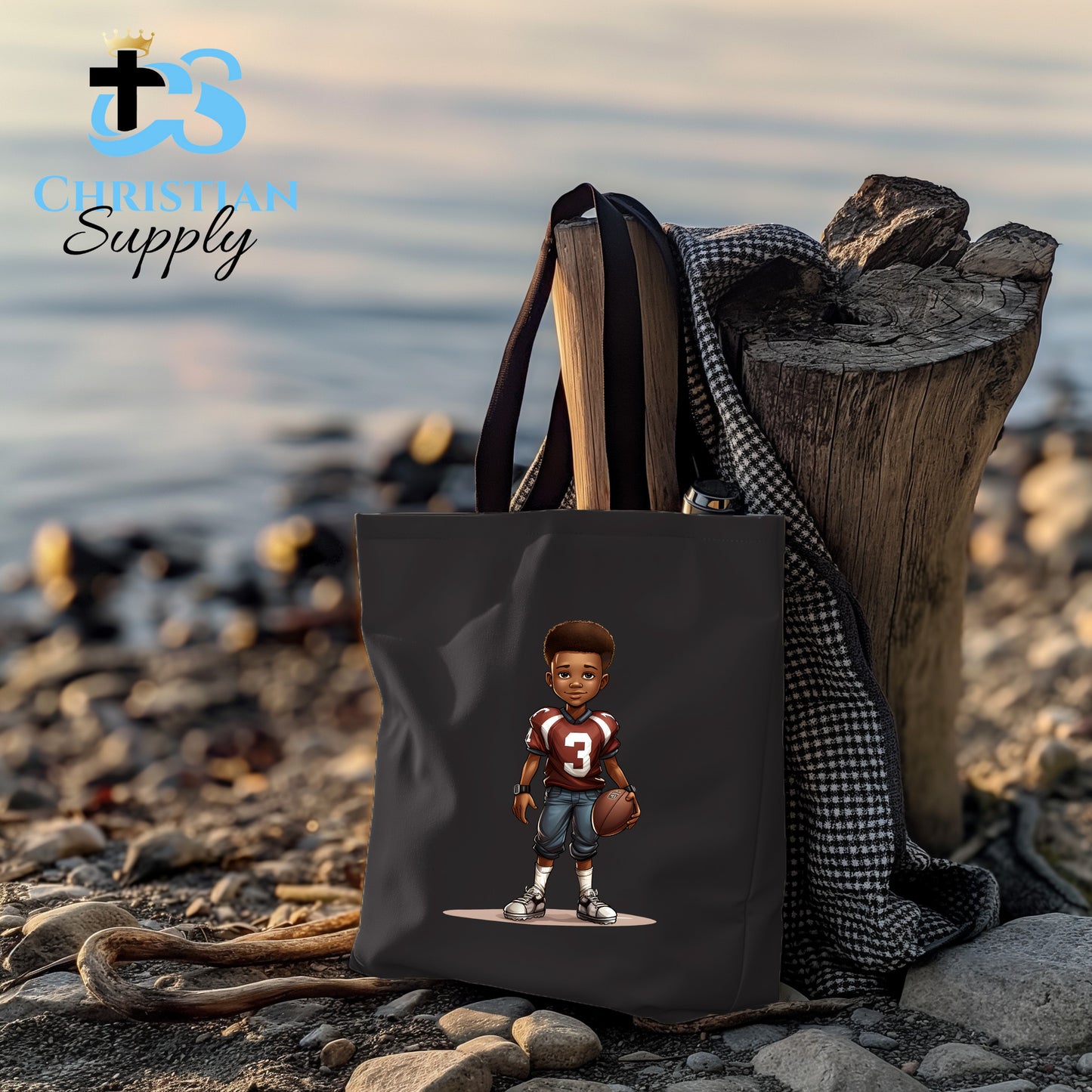 Kids Christian Football Brown Jersey 1 Tote Bag