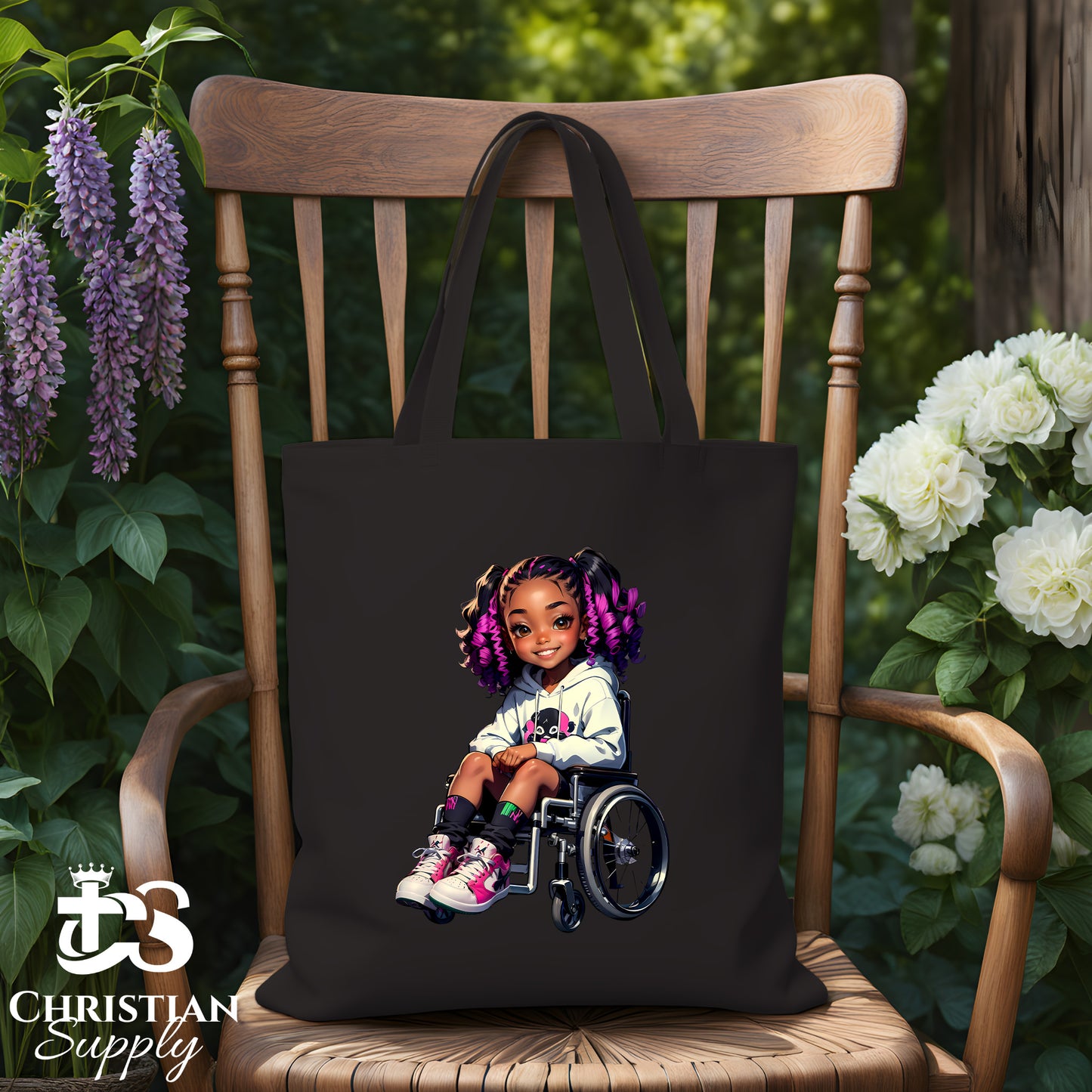 Kids Christian Girl in Wheelchair 2 Tote Bag