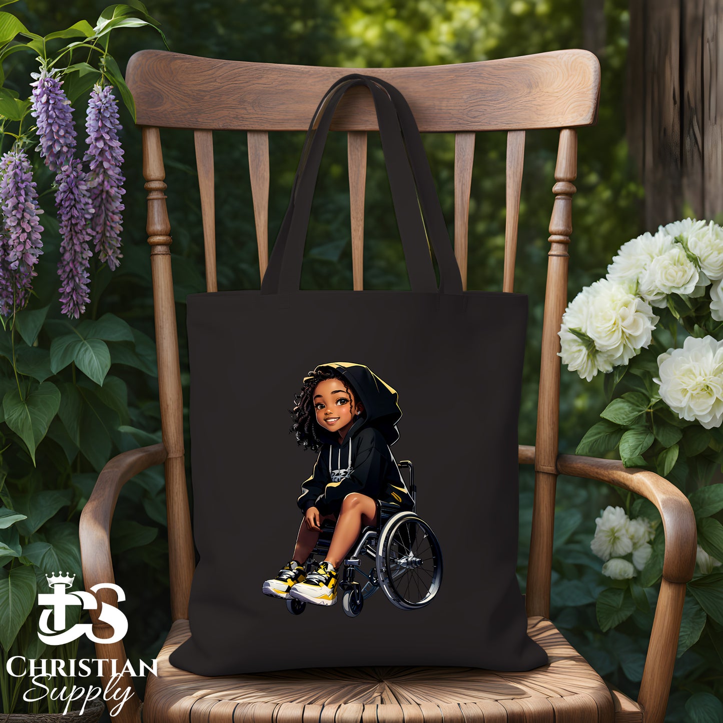 Kids Christian Girl in Wheelchair 3 Tote Bag