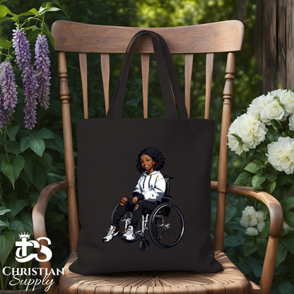 Kids Christian Girl in Wheelchair 4 Tote Bag