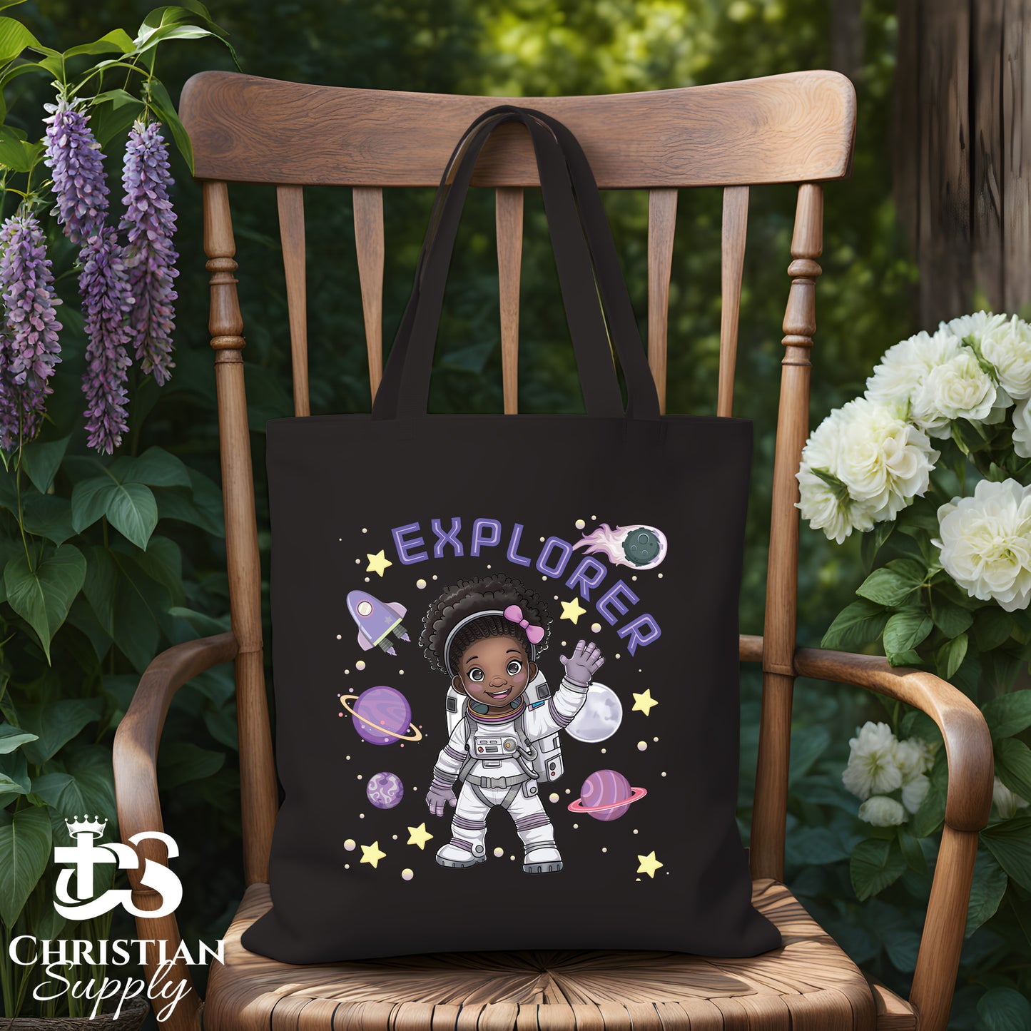 Kids Christian Girl Astronaut Explorer Tote Bag