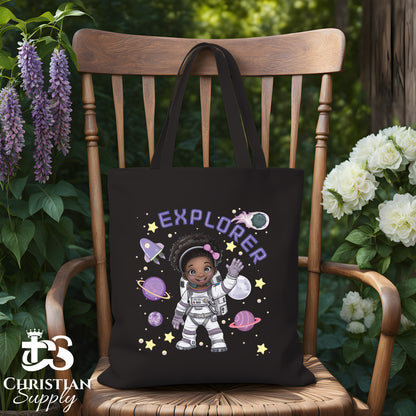 Kids Christian Girl Astronaut Explorer Tote Bag