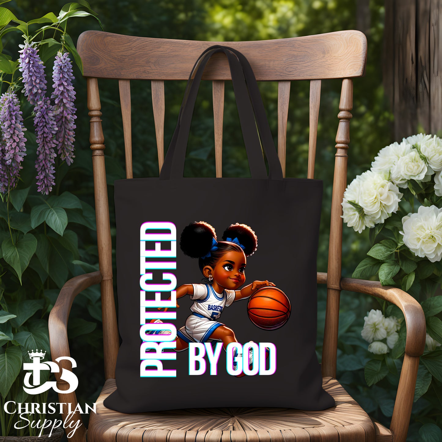 Kids Christian Basketball Player Tote Bag