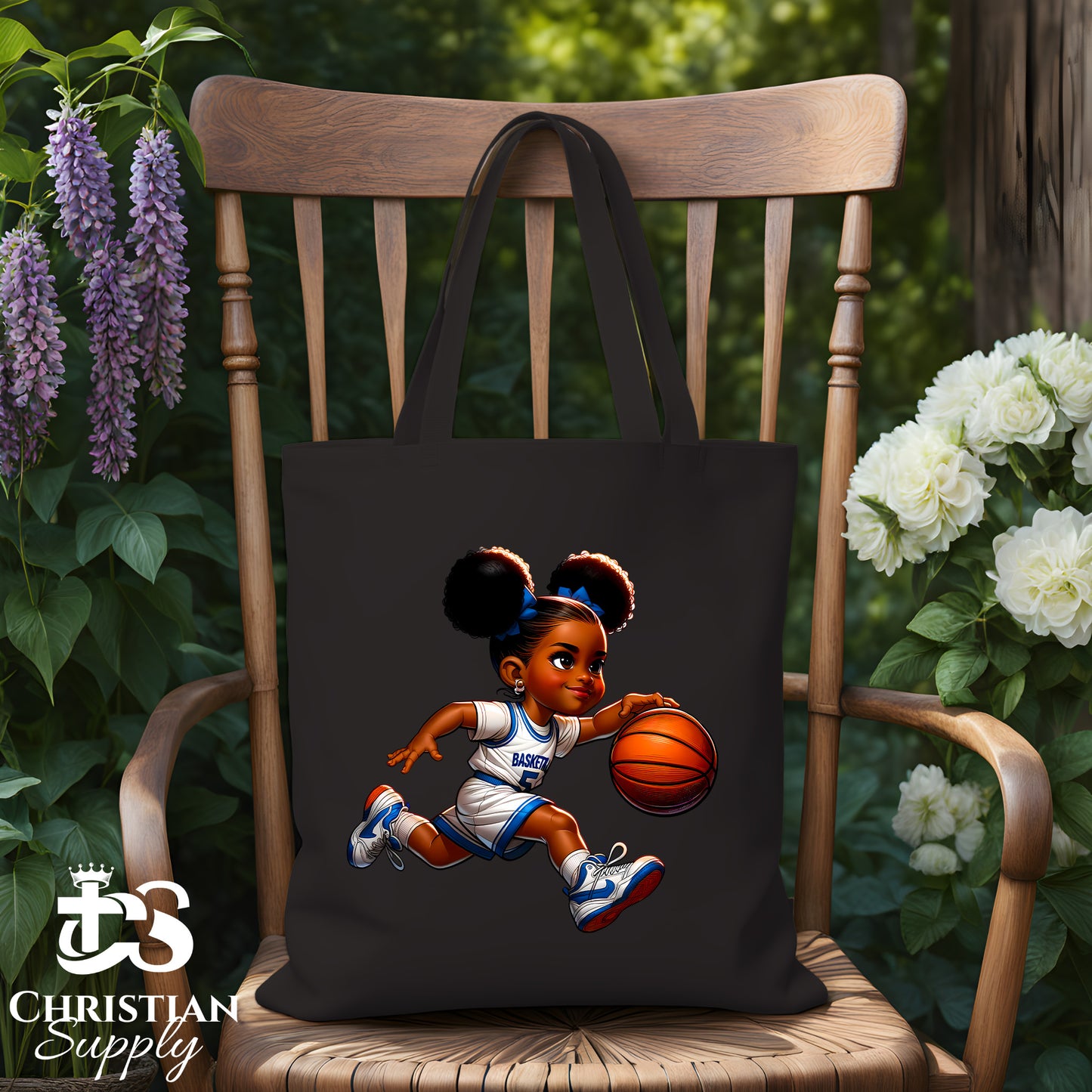 Kids Christian Basketball Player Tote Bag