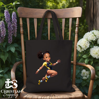 Kids Gymnastics Christian Yellow Outfit Tote Bag