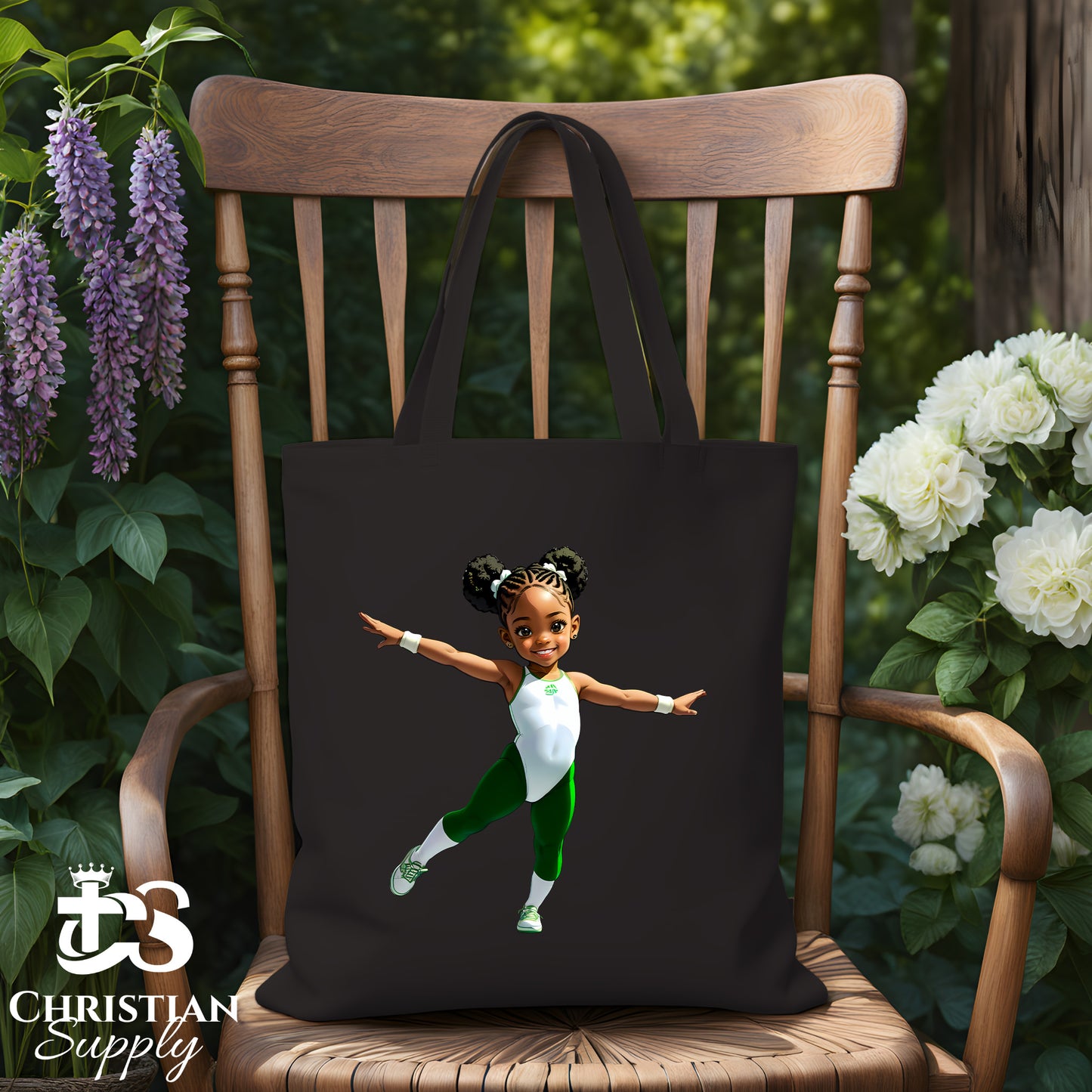 Kids Gymnastics Christian Green Outfit Tote Bag