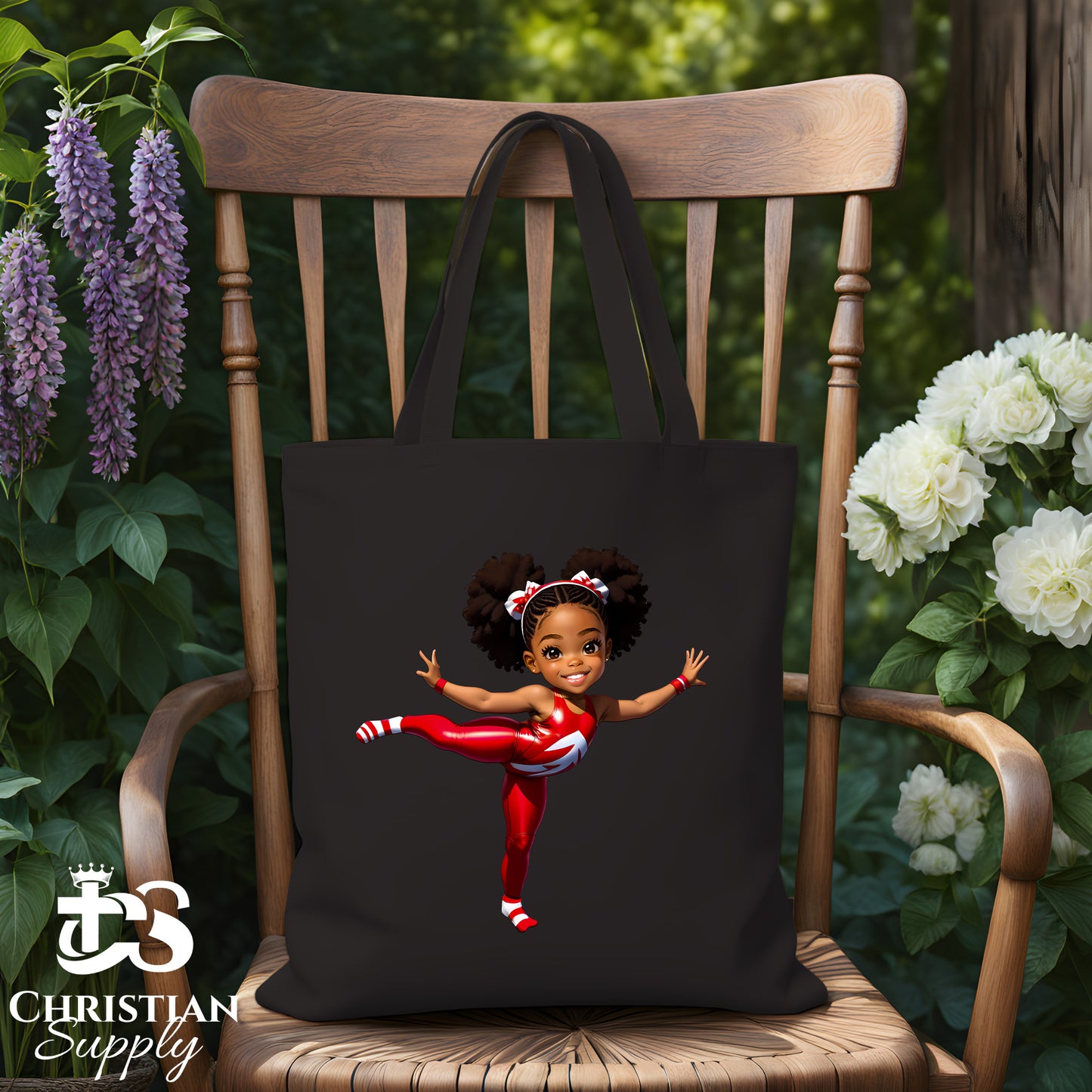 Kids Gymnastics Christian Red Outfit Tote Bag