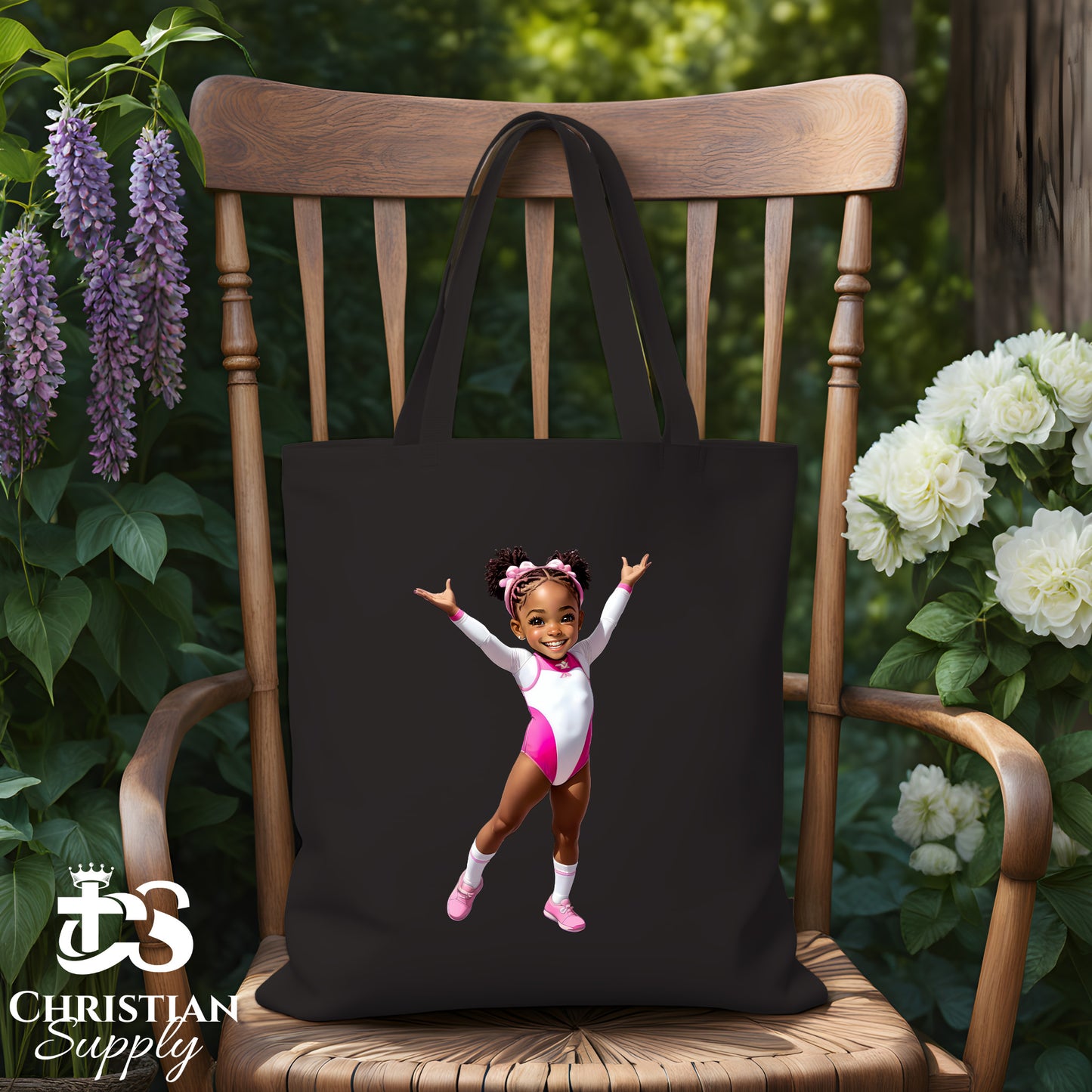 Kids Gymnastics Christian Pink Outfit Tote Bag