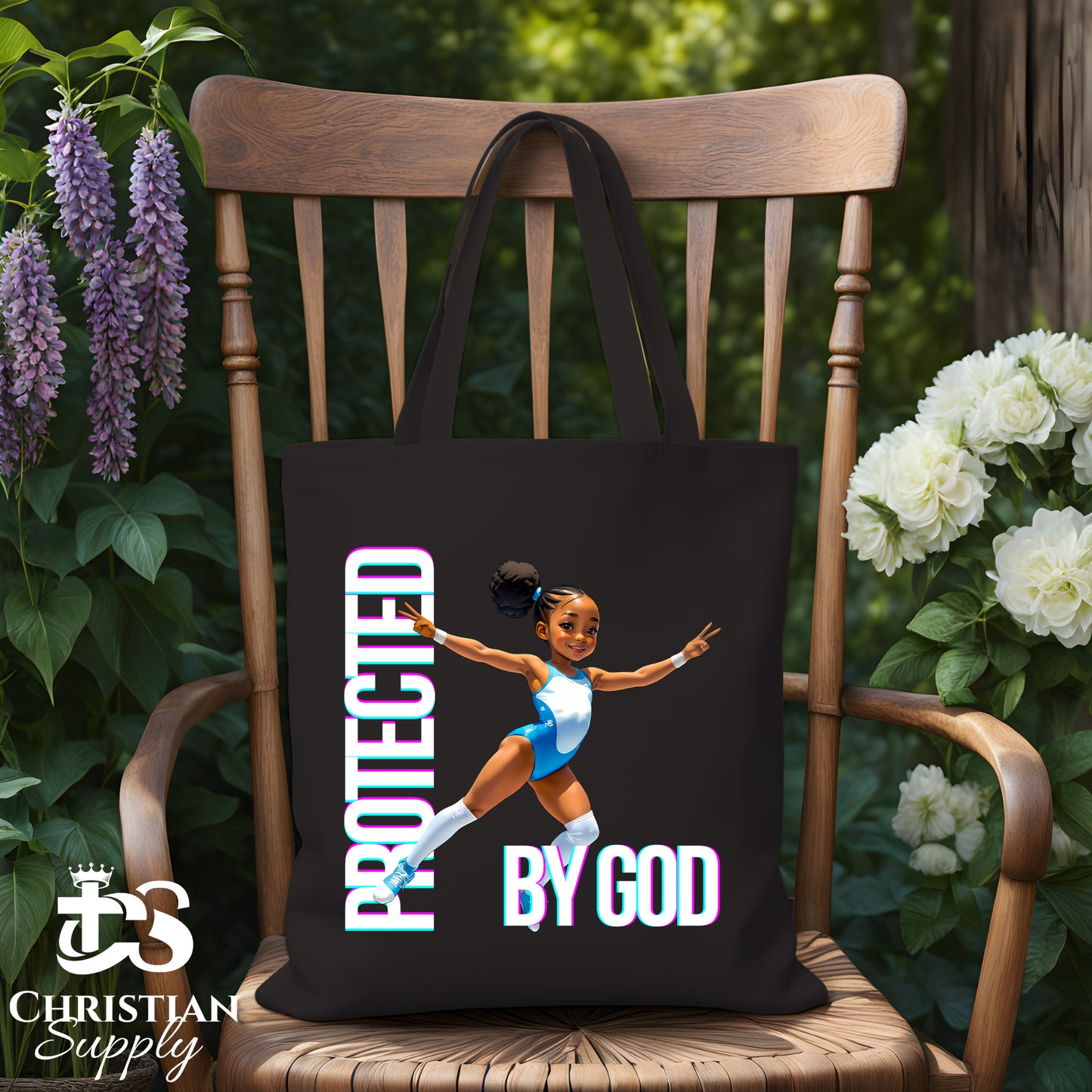 Kids Gymnastics Christian Blue Outfit Tote Bag