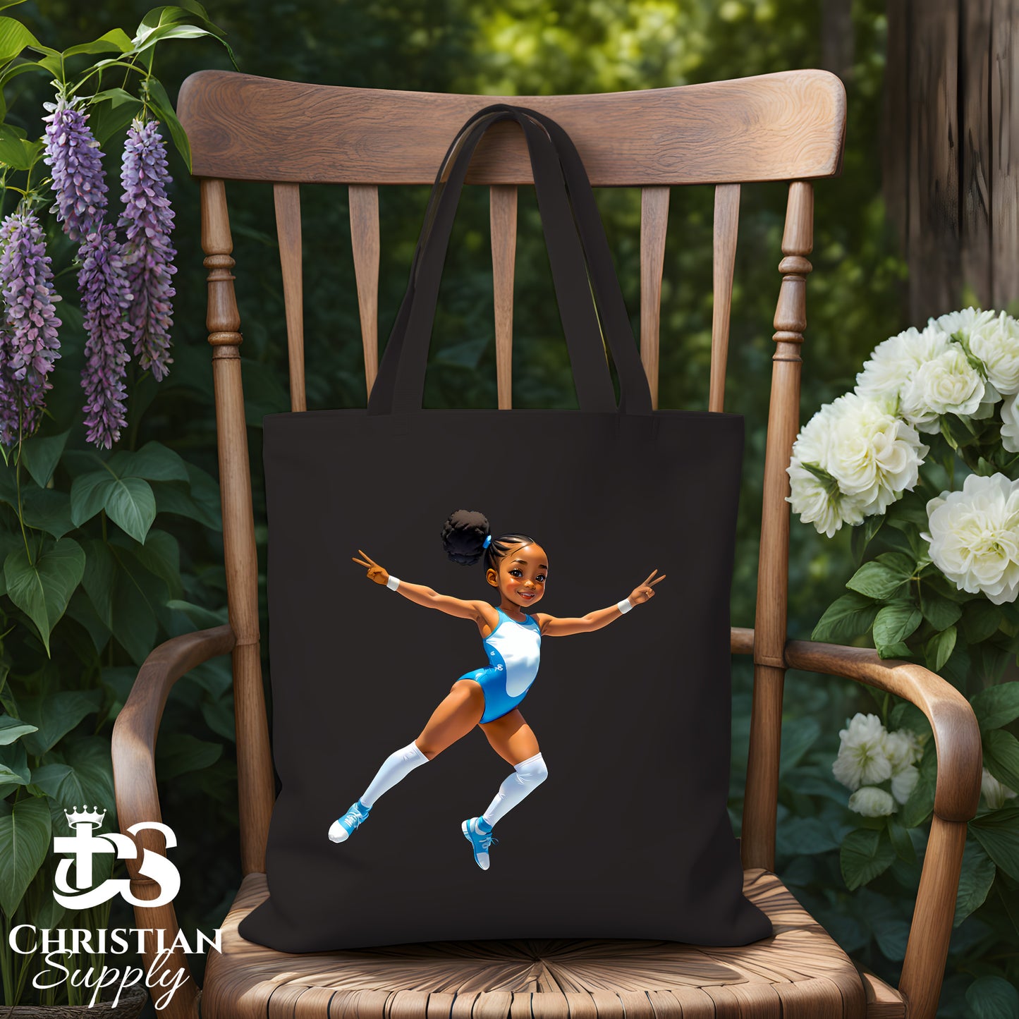 Kids Gymnastics Christian Blue Outfit Tote Bag