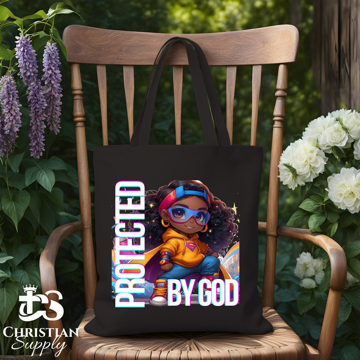 Kids Artist Christian Superhero Girl Tote Bag