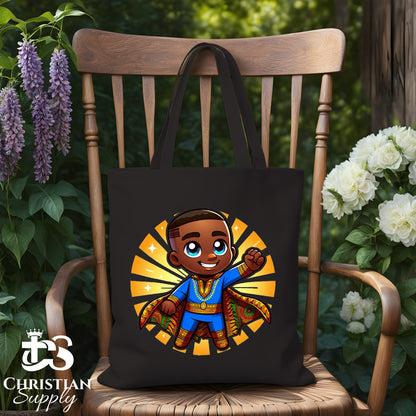 Kids Christian Super Boy Blue Outfit Tote Bag