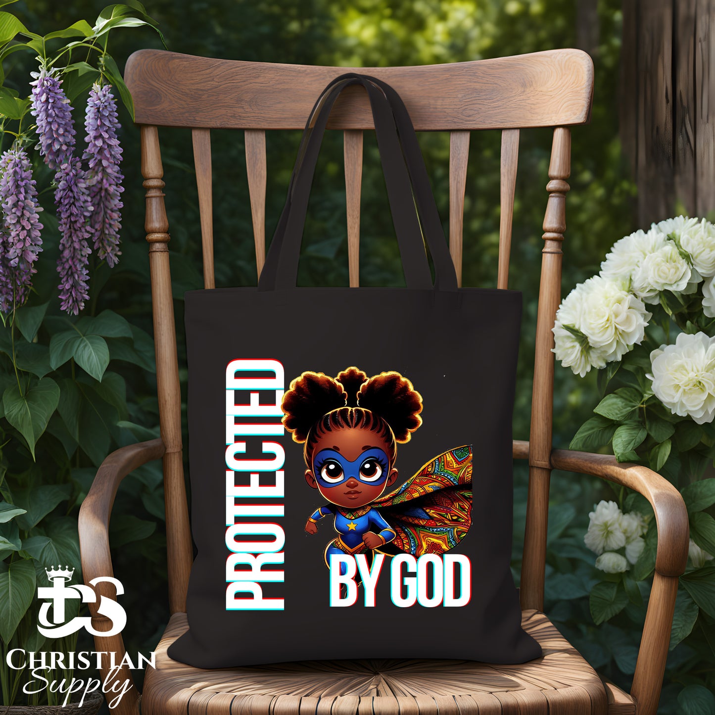 Kids Christian Super Girl Blue Outfit Tote Bag