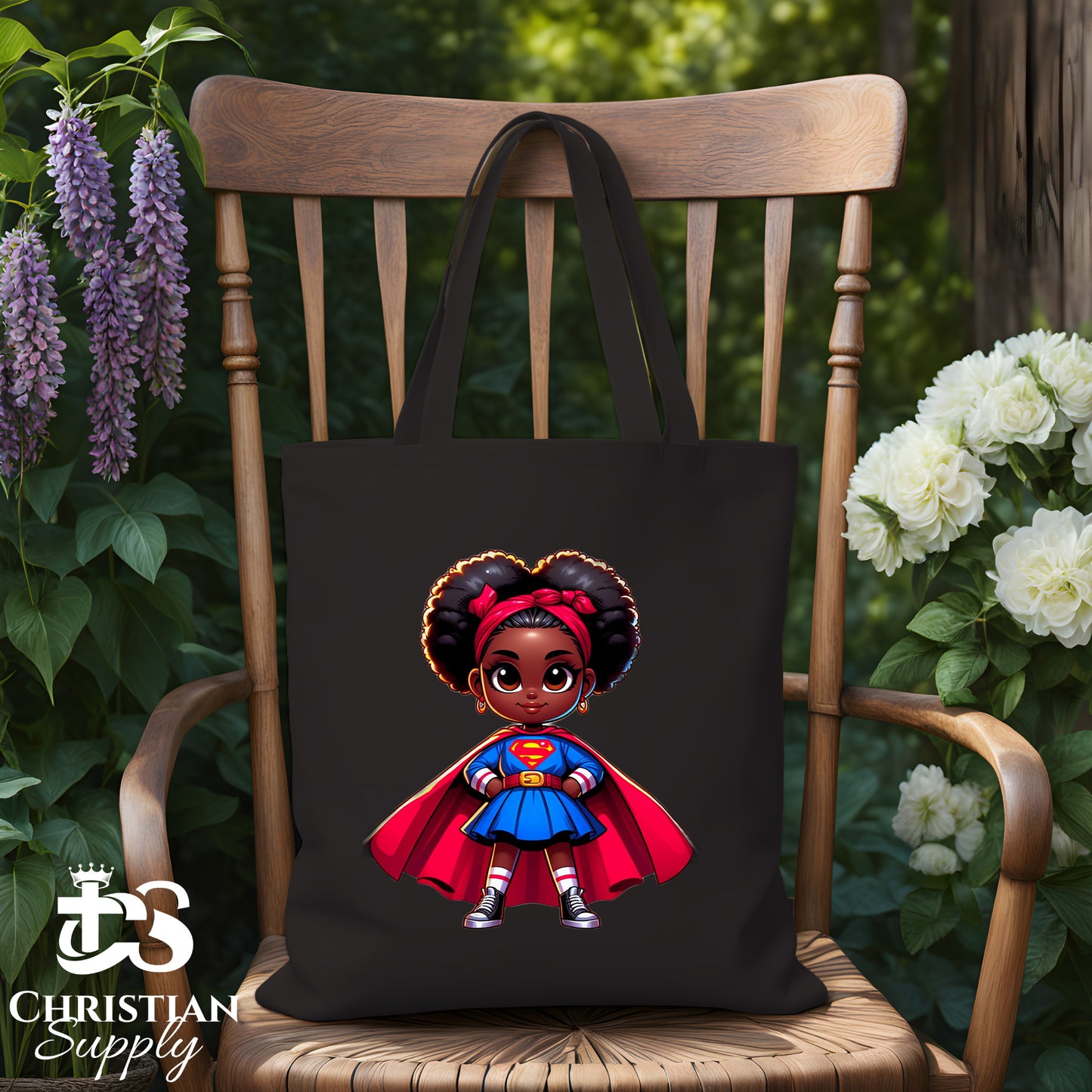 Kids Christian Super Girl Red Outfit Tote Bag