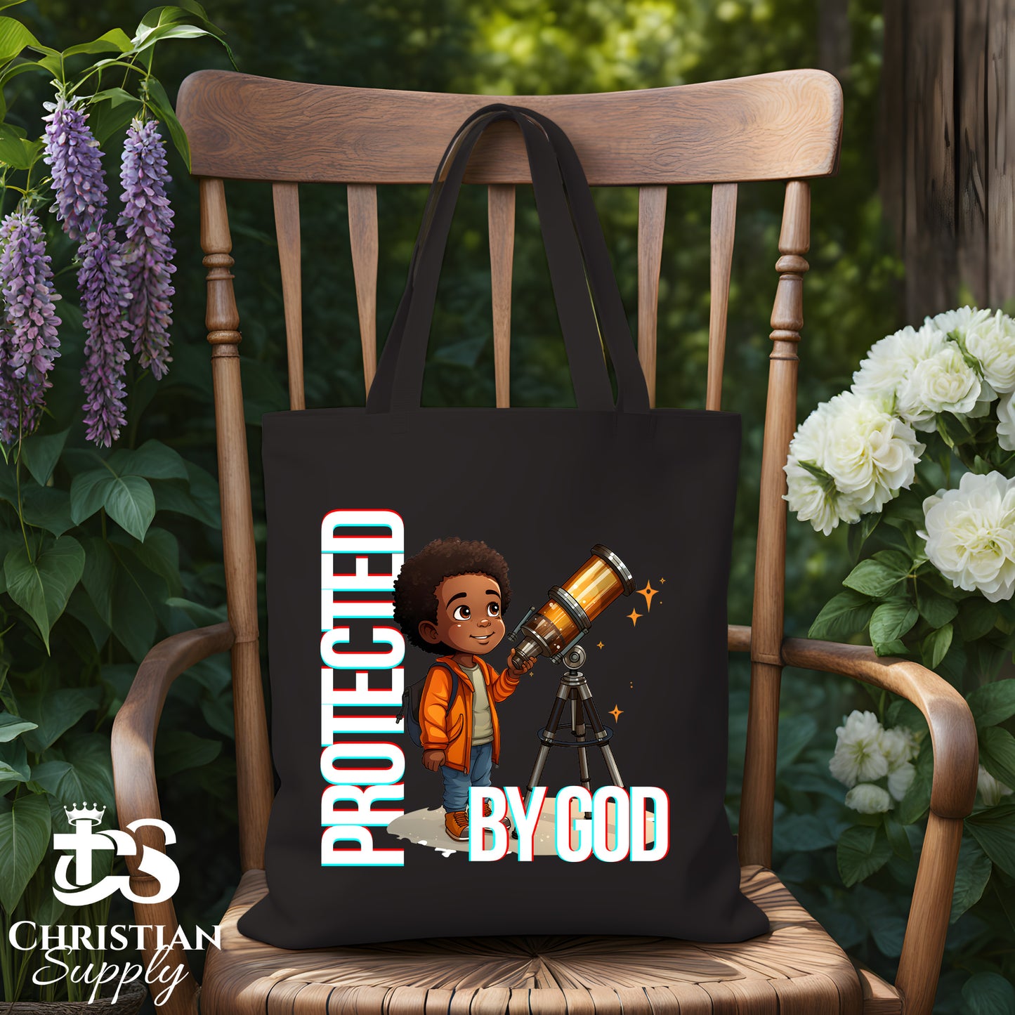 Kids Christian Boy with Telescope Science Tote Bag